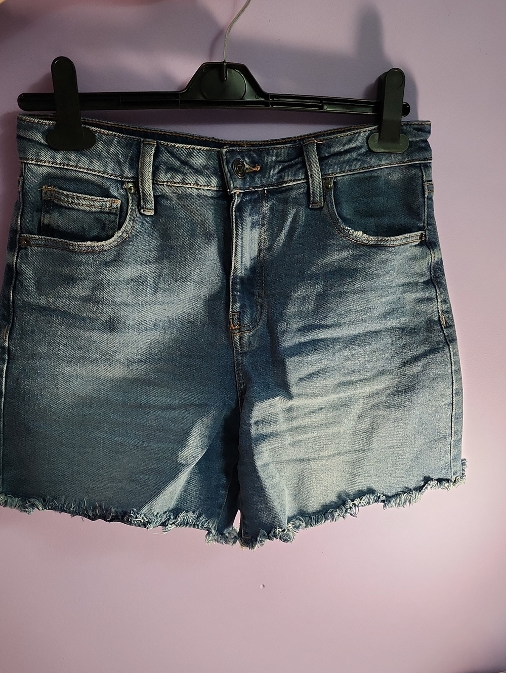 BCBGeneration Light Blue Frayed Hem Denim Shorts
